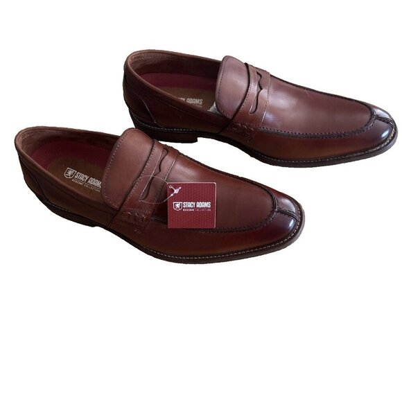 Mens  Stacy Adams Marlowe Algonquin Moc Toe Penny Slip On Cognac Leather 25550 main image 7